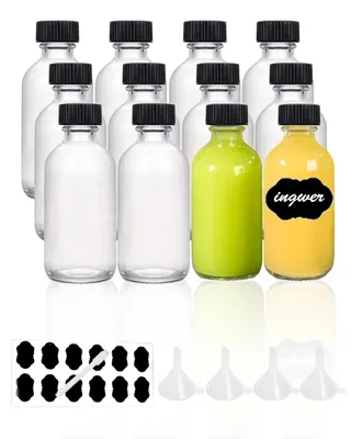 Productafbeelding van Solidchoice - 12 Stuks Mini Flessen - 120ml Glazen Flessen inclusief Trechter, Labels en Pen - Perfect voor Dranken