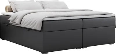 Produktbild von Boxspringbett ohne Kopfteil mit Bettkasten, niedriges Kopfteil, Polsterbett ohne Kopfteil - BESS - 160x200 - Dunkelgrau - H3