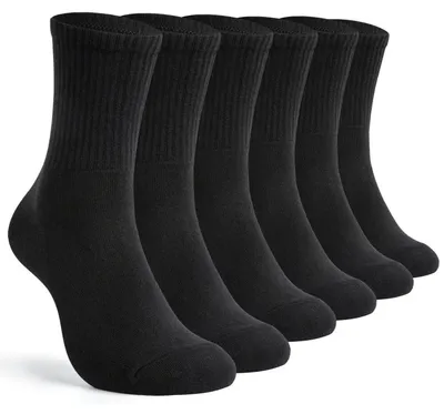 Productafbeelding van Sportkousen, heren/dames, 6 paar, katoen, fleece, zwart, maat 43-46