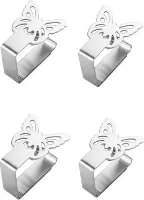 Produktbild von INF Stoffklammern / Stoffhalter in Schmetterlingsform, 4er-Pack Silber