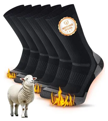 Produktbild von Merino Wandersocken 3 Paar Schwarz Größe 43-46 Atmungsaktiv Gepolstert