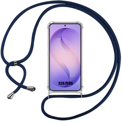 Image de Coque pour Samsung Galaxy S26 Plus, Transparente Protection Anti-Rayure avec Cordon Bleu Marine