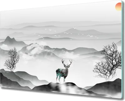 Produktbild von Coloray Küchenbrett Kochplattenabdeckung Hackbrett Schneidebrett Herdabdeckplatte 80x52 cm - Deer Tier Baum nach oben