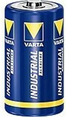 A single Varta Industrial Alkaline battery is shown against a white background.