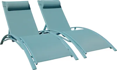Produktbild von 2erSet Sonnenliegen GALAPAGOS aus hellblauem Textilene - hellblaues Aluminium