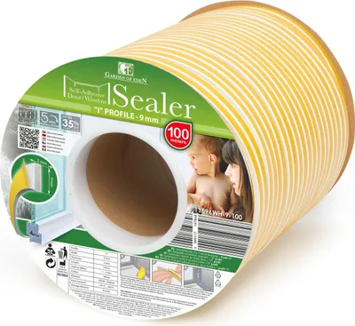 Produktbild von Selbstklebende Tür- und Fensterdichtungsbahn auf Rolle – I-Profil – Weiß – 100 Meter (2 × 50 m) – Für Spalten von 1–2 mm – EPDM-Kautschuk – Isolierend, witterungs- und UV-beständig – Für Türen und Fenster [11596WH-9-100]