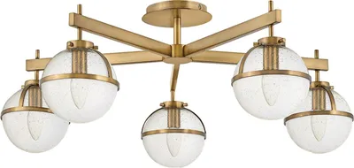 Obrázek produktu pro Stropní svítidlo sklo kov E14 IP44 Š: 81,3 cm v mosazi starožitné průhledné kulové stínidlo secesní stropní svítidlo