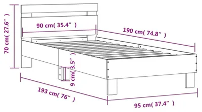 Produktbild von vidaXL Bettgestell mit Kopfteil und LED-Leuchten Weiß 90x190 cm