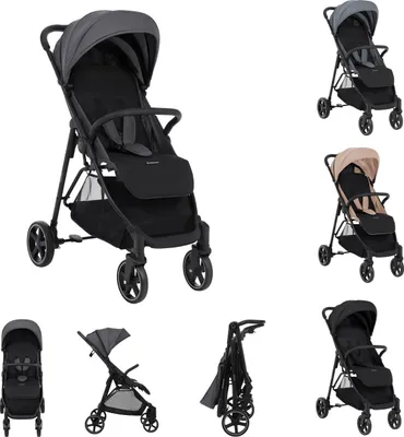 Obrázek produktu pro Kočárek Kikkaboo, kočárek Alexa 22 kg skládací, nastavitelná opěrka zad, sedačky tmavě šedá