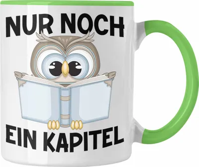 Produktbild von Trendation - Lesen Kaffeetasse Leseratte Geschenkidee Buch Leser Tasse mit Spruch Bücherwurm Nur Noch Ein Kapitel (Grün)