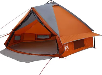 Zdjęcie produktu dla Namiot tipi vidaXL dla 8 osób, szaro-pomarańczowy, 490 x 410 x 210 cm