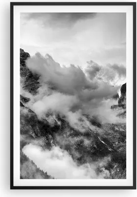 Produktbild von Gerahmtes Poster - Schwarzer Rahmen - Berge Nebel Gipfel - 61x91,5 cm - Wand Bild - Wanddeko - Wandbilder - Kunstposter - Wandposter - Bilderrahmen - Bilder - Kunstdruck - Wandbild - P2BPA61x91-3664