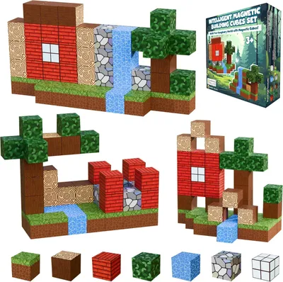 Immagine prodotto di Desire Deluxe Set di cubi magnetici da costruzione, mattoncini, blocchi impilabili, set di giochi di costruzione, 50 pezzi