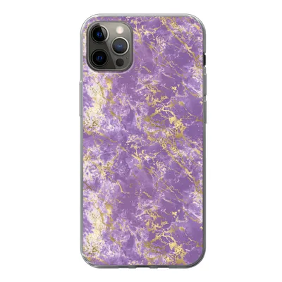 Produktbild von MuchoWow® Handyhülle Schutzhülle Hülle für iPhone 12 Pro Max Marmor - Lila - Gold - Muster Silikon Softcase Handy Hülle - Hartschale