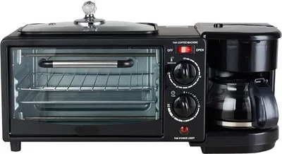Produktbild von 1050 W 3-in-1-Brotmaschine, 9 l elektrischer Toaster, 600 ml Kaffeekanne