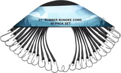 Immagine prodotto di Cinghia di fissaggio con gancio - Set di cinghie per bagagli da 50 pezzi - Espansore per accessori da bicicletta - Corda elastica di tensione da 53 cm