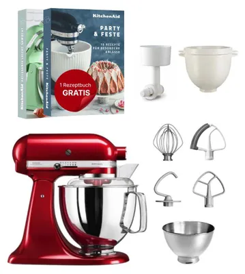 Produktbild von KitchenAid 4,8 L 5KSM175 Artisan Küchenmaschine Breadlover mit Getreidemühlenvorsatz + Brotbackschüssel Liebesapfel