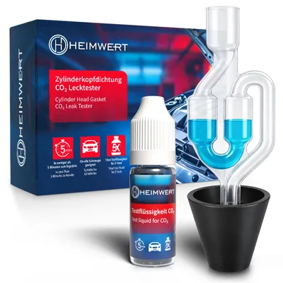 Produktbild von HEIMWERT Zylinderkopfdichtung Tester ohne Herumschrauberei - extrem günstiger und zuverlässiger Kühlmittel Dichtheitstest per Farbwechsel - co2 Tester Kühlwasser u. Zylinderkopf - KFZ u. Motorrad