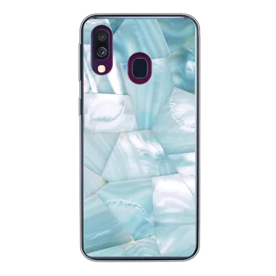 Produktbild von MuchoWow® Handyhülle Schutzhülle Hülle für Samsung Galaxy A40 Naturstein - Blau - Perlmutt Silikon Softcase Handy Hülle - Handy-Tasche