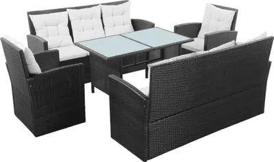 Immagine prodotto di vidaXL set da giardino 5 pezzi con cuscini in poly rattan nero