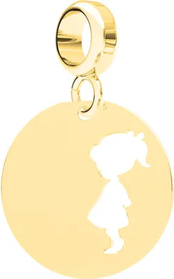 Image de Charms or plaque ronde fille famille argent 925
