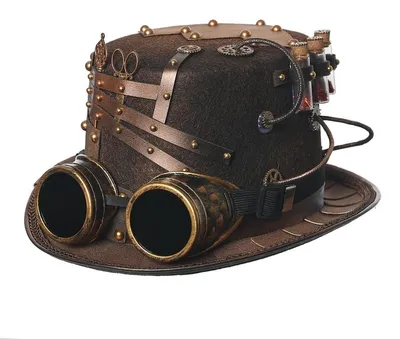 Immagine prodotto di Cappello steampunk con occhiali rimovibili, ideale per feste