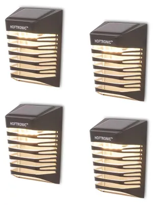 Produktbild von hoftronic LED Solar Wandleuchte 0,2W 300lm 3000K IP65 Schwarz 4er Set