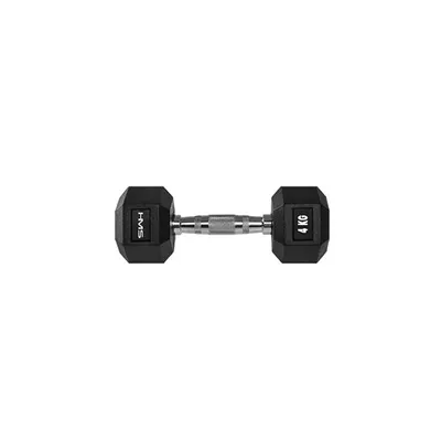 Produktbild von HMS Fitness HEX PRO 4, Kurzhantel mit festem Gewicht, Schwarz, Edelstahl, Stahl, Gummi, 4 kg, 2,7 cm