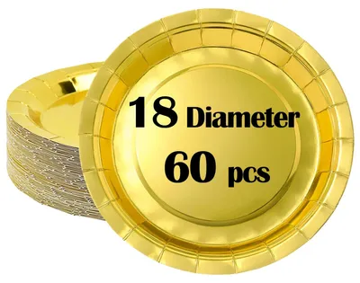 60 goldene Pappteller 18 cm, runde Einwegteller für Partys