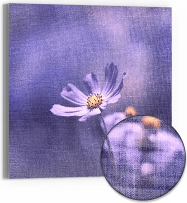 Produktbild von DEQORI Hybrid Leinwand Bild 30x30 cm 'Lilablütenzauber' Wandbild Glas flach modern