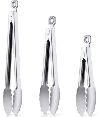 Produktbild von Set mit 3 Küchenzangen, 18 cm, 23 cm und 30 cm, für Kochen und Grillen