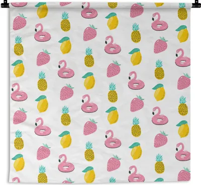 Produktbild von MuchoWow® Wandteppich Wandbehang Sommer - Obst - Muster 150x150 cm Tapisserie Dekoration Wandtuch - Wohnaccessoires - Modernes