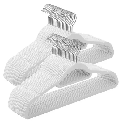 Obrázok produktu pre Závesné ramienka na oblečenie, 50 kusov, biela farba, rozmer 45 x 0,6 x 23,5 cm