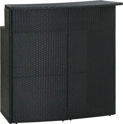 Zdjęcie produktu dla Stolik barowy "Partenheim" wykonany z rattanu PE, stal malowana proszkowo na kolor czarny. Wymiary (dł/szer/wys) 120x55x110 cm