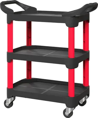 Produktbild von Werkzeugwagen mit 3 Ebenen, seitliche Griffe, Räder, Kunststoff, Schwarz