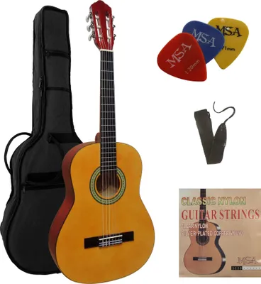 Produktbild von Msa Konzertgitarrenset - 1/4 Kinder Gitarre Natur Im Set - Tasche Band Saiten Pleks K7