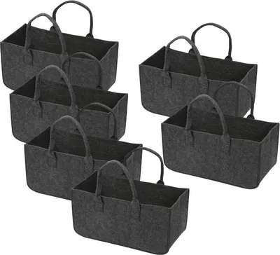 Produktbild von Jayseuw Filzkorb 6 Stück Filztaschen für kaminholz Kaminholztasche Faltbar 50x25x25CM Dunkelgrau