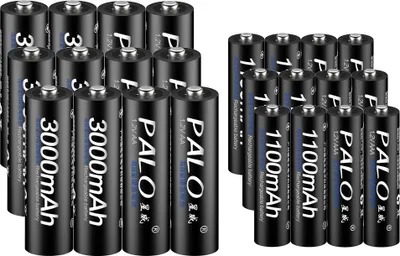 Immagine prodotto di Batterie ricaricabili, 3000mAh AA, 1100mAh AAA, 12AA e 12AAA