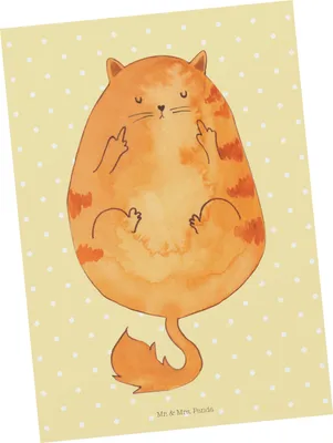 Produktbild von Mr. & Mrs. Panda Fotokarte Katze Frühaufsteher - Gelb Pastell - Geschenk, Kaffee, Ansichtskarten, Postkarten, Kunstkarten, Mittelfinger, Katzen, Tiger, Grußkarte