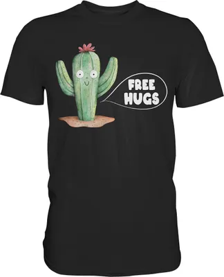 Produktbild von Kaktus Umarmung Lustiges Pflanzen T-Shirt – Black / 3XL