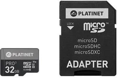 Image de PLATINET microSDHC SECURE DIGITAL + ADAPTATEUR SD 32GB class10 UIII 90MB/s [44003]