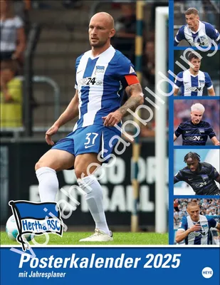 A collage of football players from Hertha BSC, with the club's logo and calendar title.