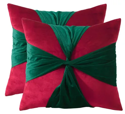 Samt-Kissenbezüge 45x45 cm, 2er-Set, rot, Weihnachtsdeko