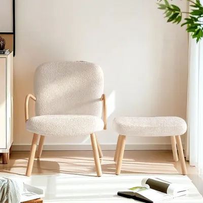 Produktbild von Fortuna Lai Relaxsessel mit Fußhocker, Lesesessel mit Armlehnen, für Wohnzimmer, Balkon, Flur