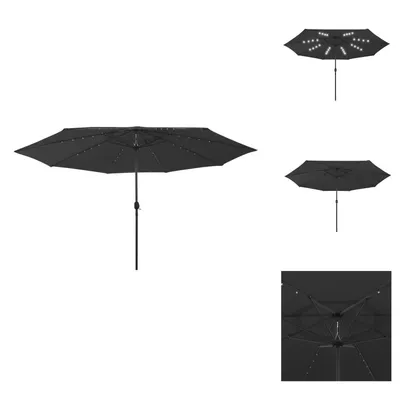 Zdjęcie produktu dla vidaXL Parasol z oświetleniem LED i metalowym słupkiem 400 cm czarny - Parasole i parasole przeciwsłoneczne