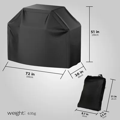 Produktbild von Grillabdeckung - Abdeckung für Gasgrill - 183 cm - Wasserdicht - Staubdicht - Winddicht - 100 % Polyester - Schwarz