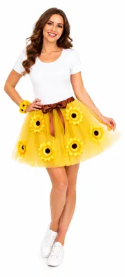 Produktbild von Sonnenblumen Kostüm Tutu Petticoat | Gelber Tüllrock für Damen - 45 cm