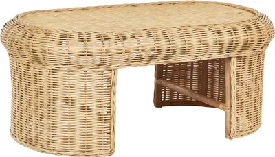 Obrázek produktu pro BELIANI Zahradní konferenční stolek přírodní ratan 96 x 60 cm boho styl exteriér zahrada terasa balkon