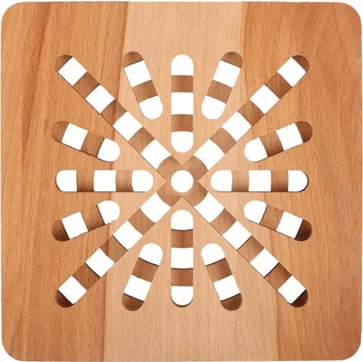 Produktbild von Creative Home Quadratisch Heißer-Topfuntersetzer aus Natürlichem Buchenholz | 19,5 x 19,5 x 1,5 cm | Umkehrbar | Tisch- & Thekenschutzunterlage | Hitzebeständig & Umweltfreundlich