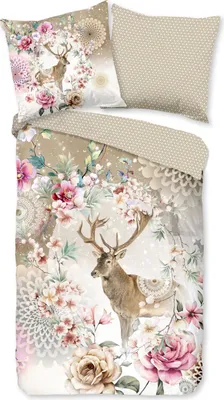 Produktbild von Traumschloss Comfort Flanell Bettwäsche - Geonna - winterlicher Hirsch mit Mandalas und Blumen 135 x 200 cm winterlicher Hirsch mit Mandalas